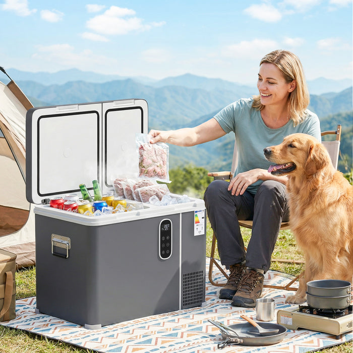 Outsunny Refrigerateur de Voiture 12 Volt, Glaciere a Double Zone 45L avec Controle via Application