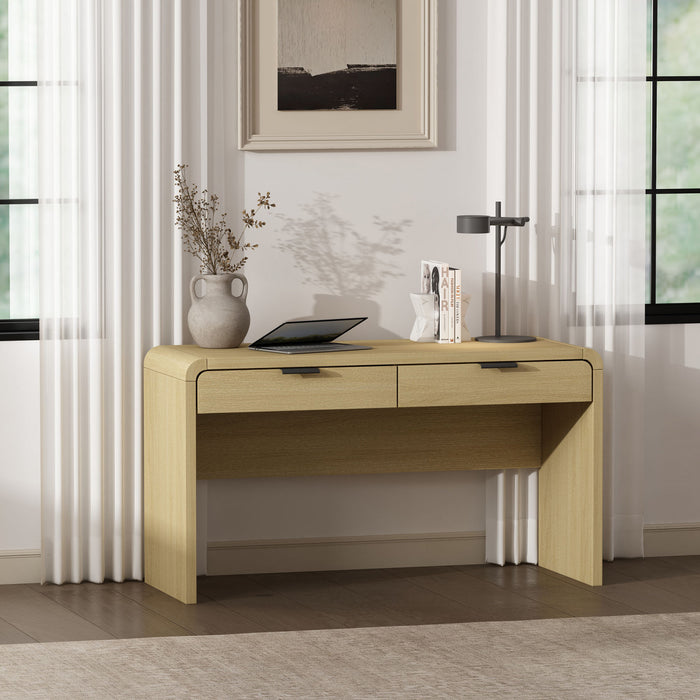 Bureau moderne Grace 54\" en chene naturel (2 tiroirs)