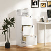HOMCOM 3 Drawer File Cabinet Fluted Vertical Filing Cabinet with Lock White
