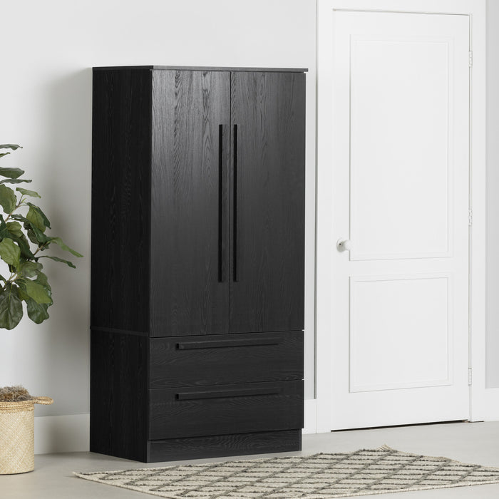 Acapella Armoire Penderie Avec Portes Et Tiroir - Chene Noir