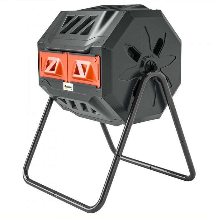 Outsunny Composteur Exterieur Rotatif A 360°, 43 Gallons, Orange