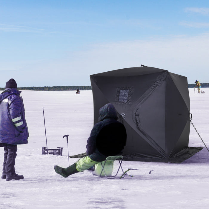 Outsunny Abri De Peche Sur Glace Pour 2 Personnes, Tente De Glace Portable