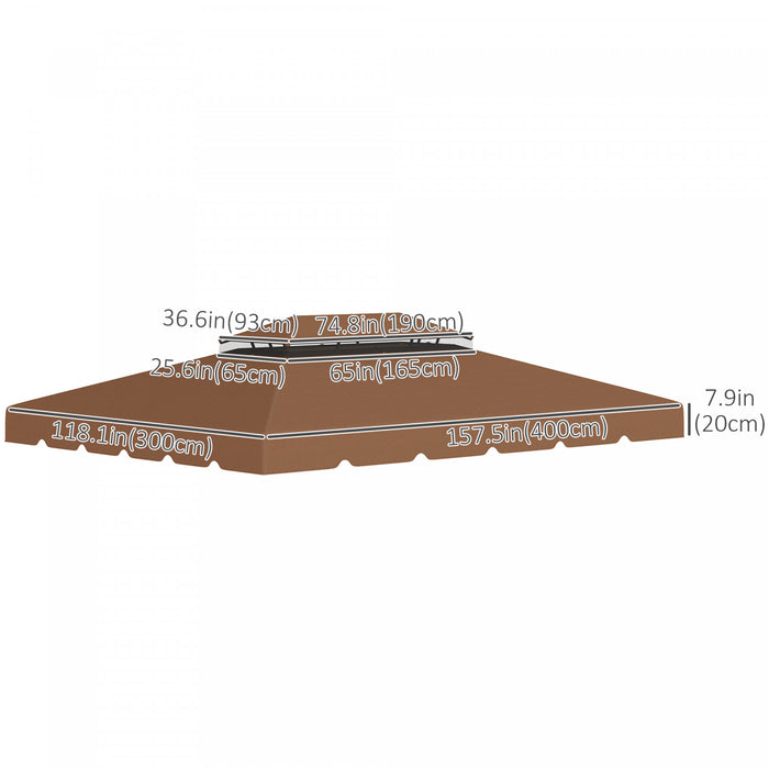 Outsunny 12.8' X 9.5' Gazebo Replacement Canopy, Gazebo Top Cover With Double Vented Roof For Garden Patio Outdoor (top Only), Coffee