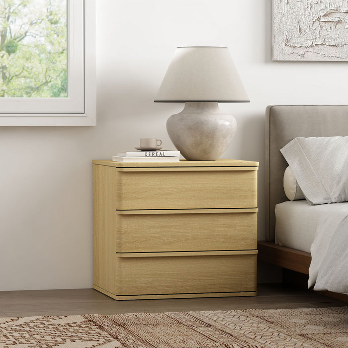 Table de nuit Molly Modern 66 cm en chene naturel (3 tiroirs)