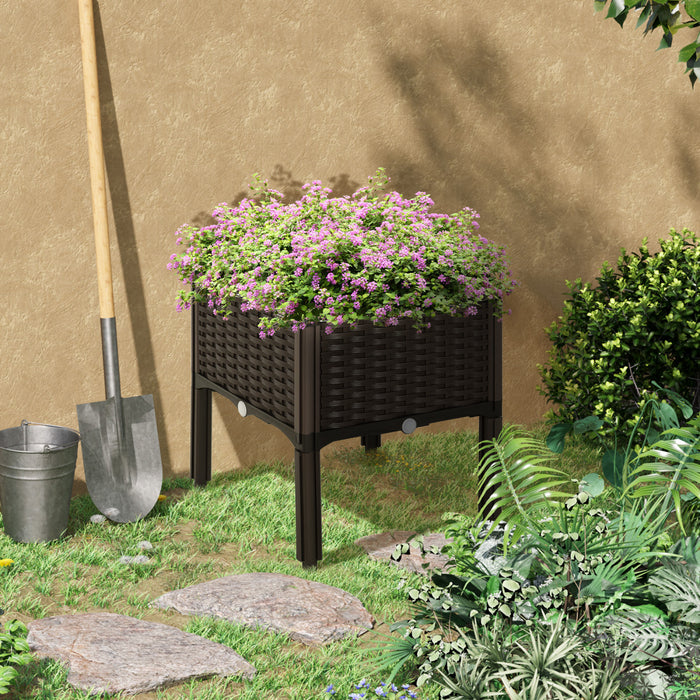 Outsunny Lit De Jardin Sureleve Support De Boite De Culture D'herbes Vegetales Sureleve En Pp