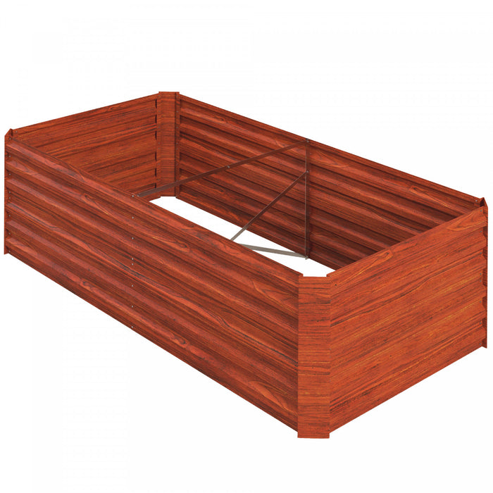 Outsunny Jardiniere surelevee en metal avec tiges renforcees, marron