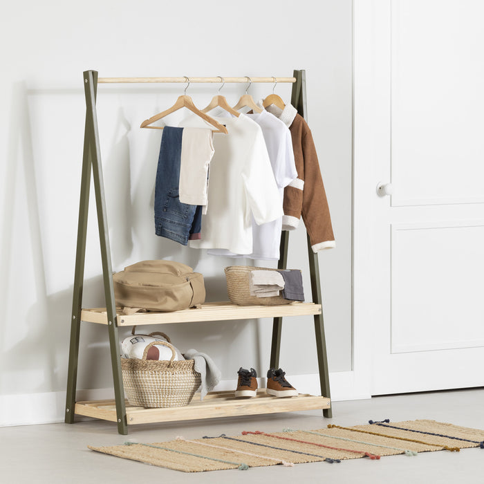 Portant à vêtements Sweedi en bois pour enfants - vert olive