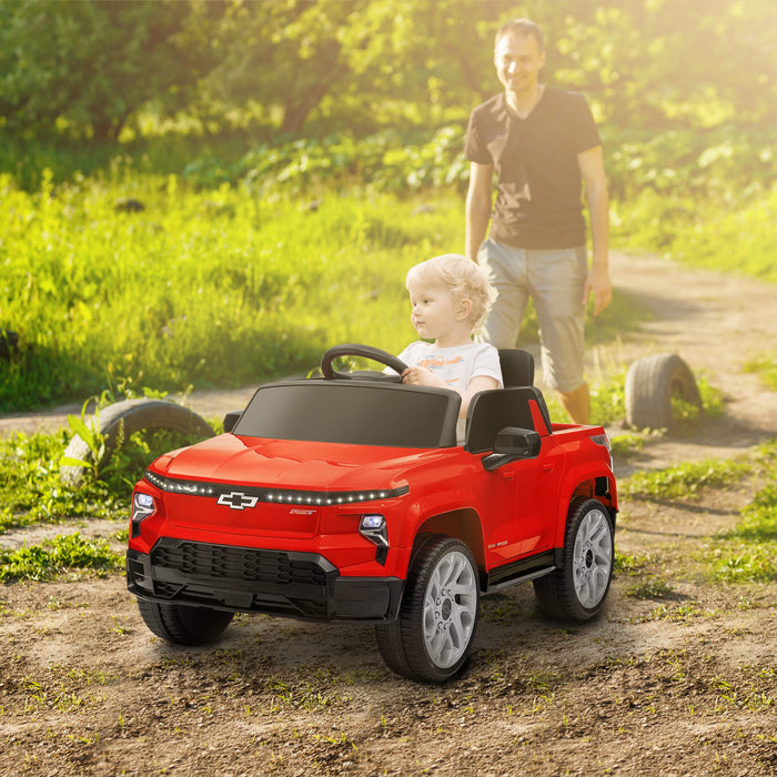 Qaba Voiture Electrique 12 V Pour Enfants, Chevrolet Silverado Ev Rst, Voiture Pour Enfants Alimentee Par Batterie Avec Telecommande Parentale, Suspension A Ressort, Rouge