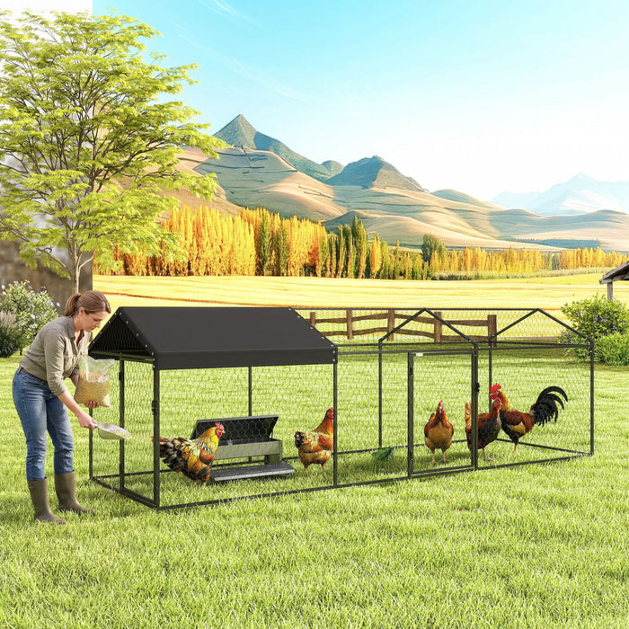 Poulailler en metal, enclos avec canopy