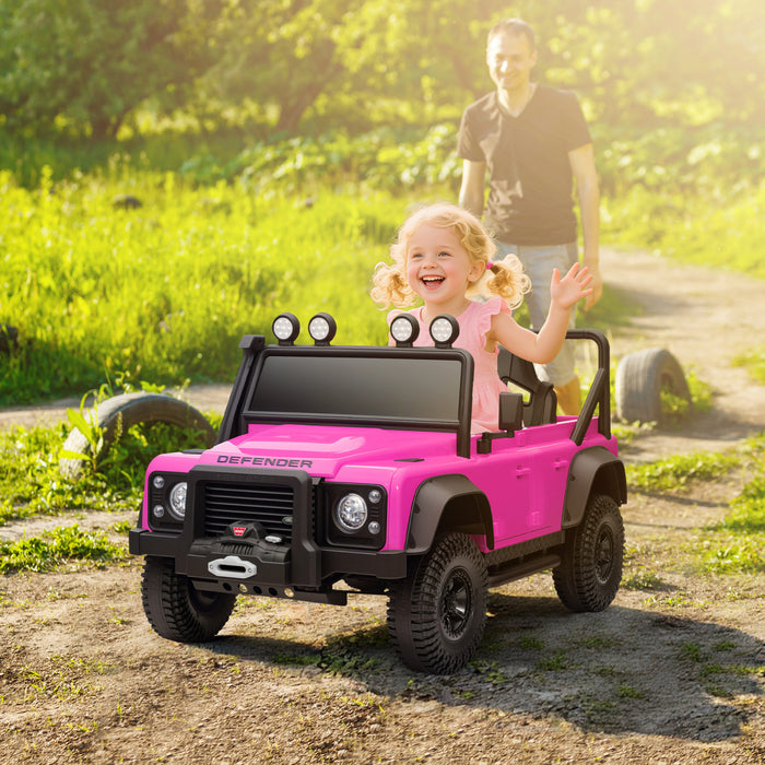 Qaba Camion Pour Enfants Electrique Sous Licence Land Rover, 12 V, Rose