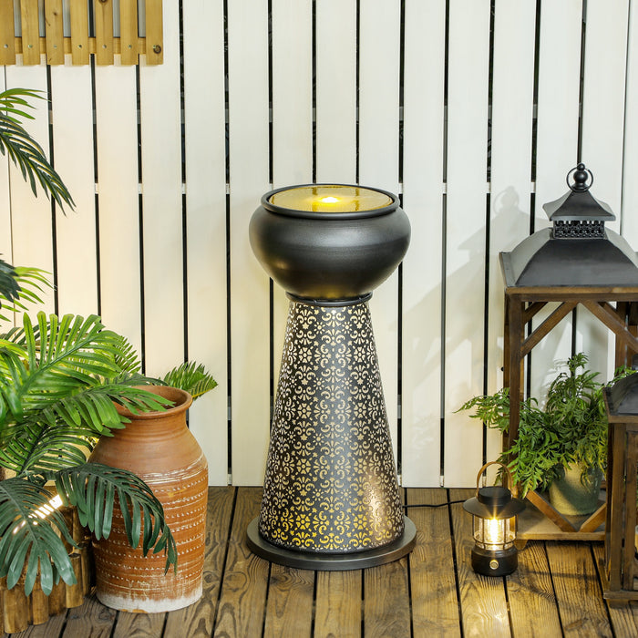Outsunny Fontaine D'eau Exterieure, Fontaine Cascade Avec Led, Multicolore