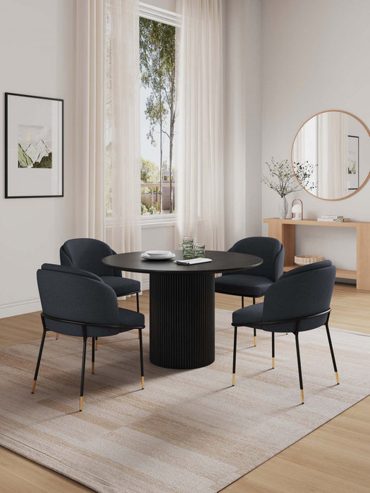 Ensemble de salle a manger moderne industriel chic Flor et Hathaway 5 pieces, noir