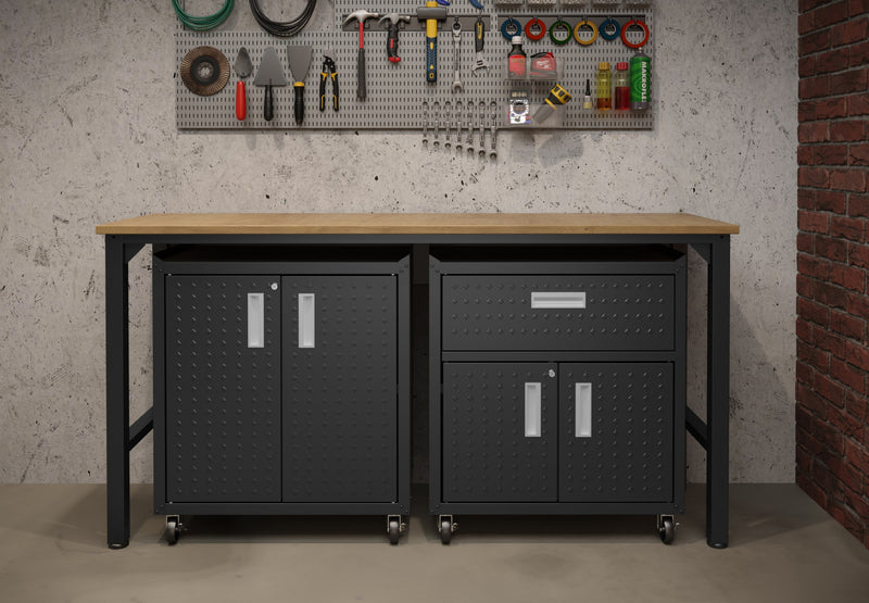 Ensemble de garage moderne Fortress 3 pieces en gris charbon