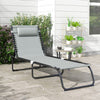 Outsunny Chaise Longue Pliante, Chaise Longue Avec Appui-tete, Gris Clair