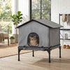 PawHut Outdoor Cat House, Waterproof Insulated Cat Kennel with Elevated Base, Cushion, Foldable Feral Kitty Shelter for Indoor Outdoor Kittens, Grey
