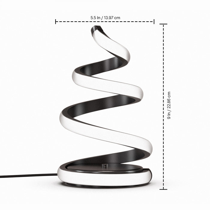 Lampe de table en spirale à DEL de 16 po noir mat