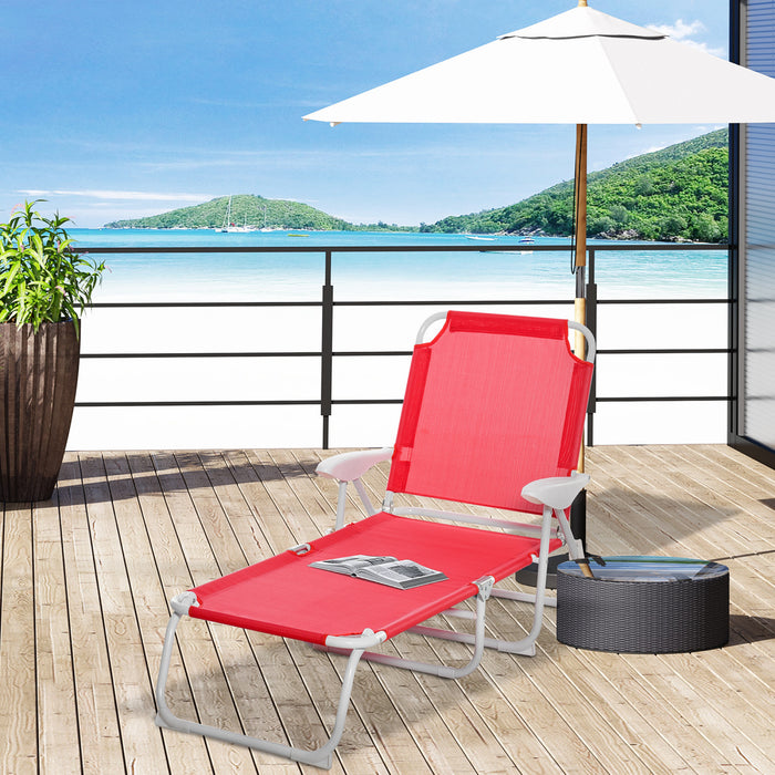 Outsunny Chaise Longue D'exterieur Avec Dossier Reglable A 4 Niveaux