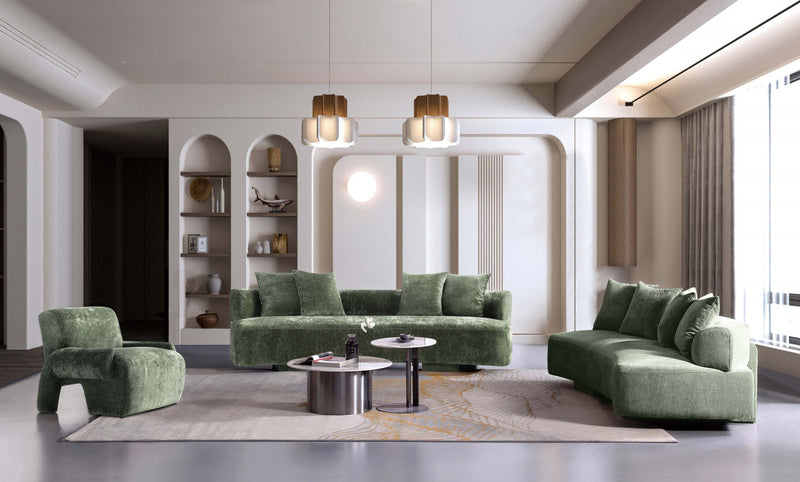 Ensemble canape 3 pieces Verandah style mid-century modern en vert olive
