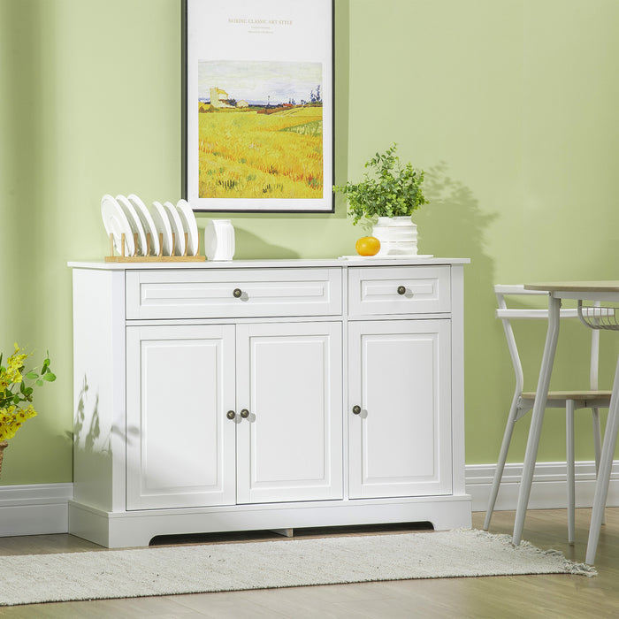 HOMCOM Buffet, Meuble de Cuisine Moderne 2 Tiroirs et etageres Reglables
