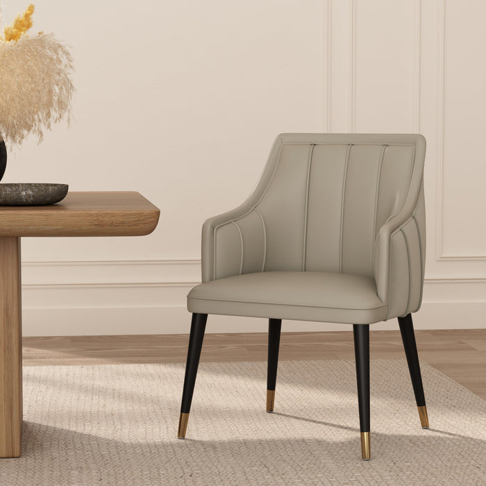 Fauteuil moderne Eda en bois avec accoudoirs, coloris gris clair