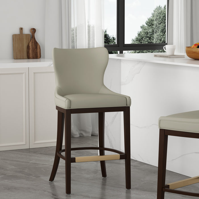 Tabouret de bar Blair moderne en bois avec revetement en tissu coloris pierre