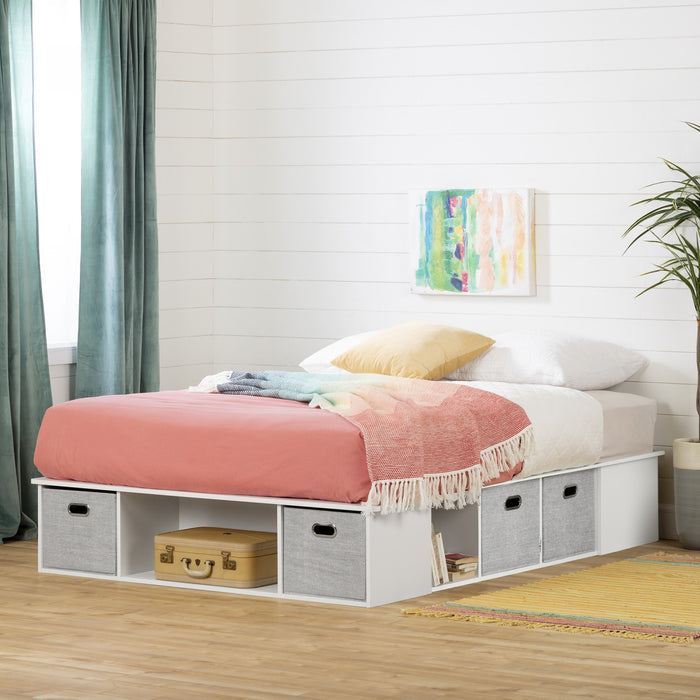 Flexible Lit Plateforme Avec Paniers - Blanc Solide