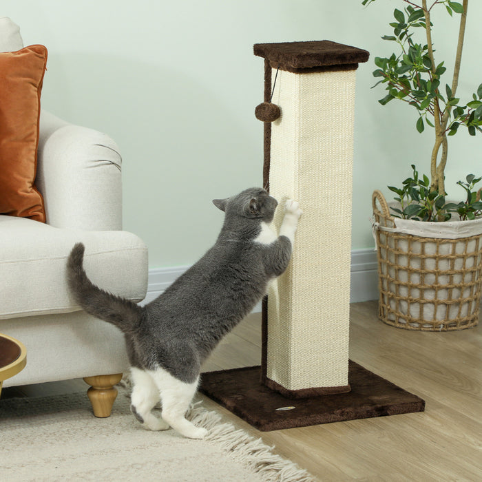 Arbre A Chat En Sisal De 32\" H Avec Boule Suspendu, Gris