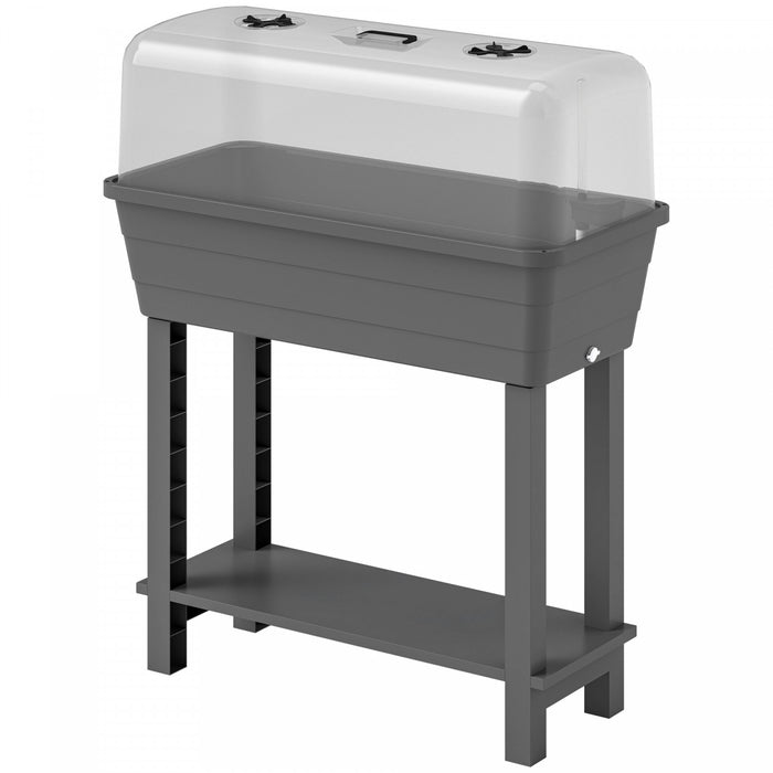 Outsunny Lit de jardin sureleve a arrosage automatique 41 L, gris fonce