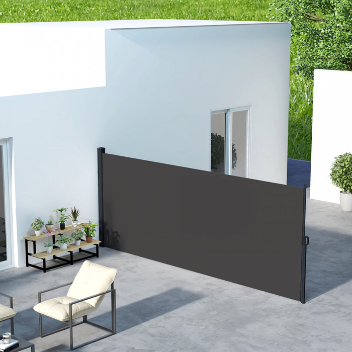 Outsunny Auvent Lateral Retractable 13'x5', Ecran De Confidentialite, Noir
