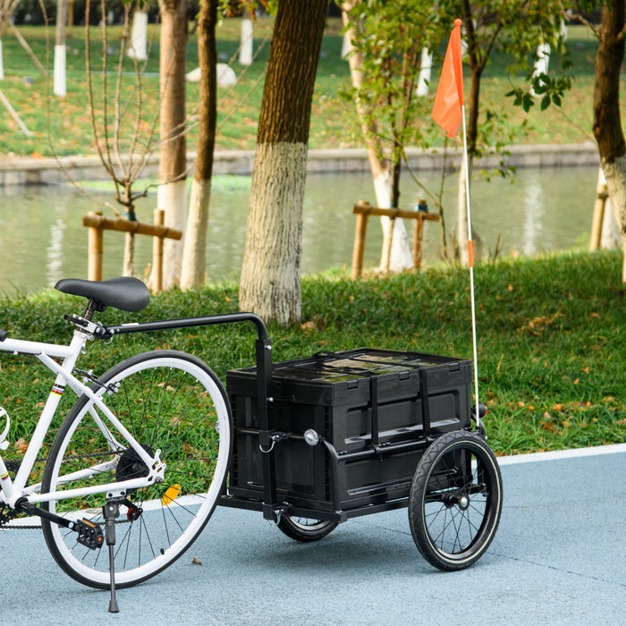 Aosom Remorque velo cargo avec boite de rangement amovible, noir