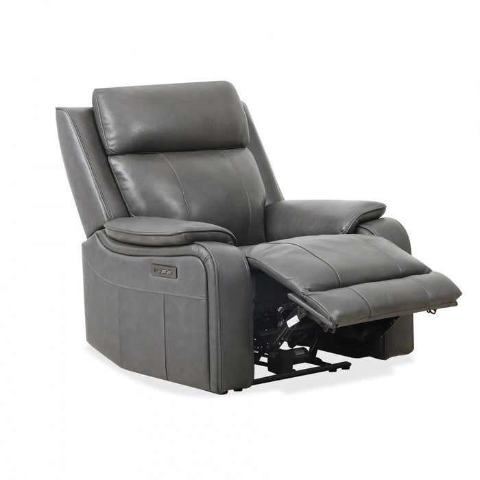 Fauteuil inclinable electrique a mouvement coulissant Marlow de 37 po en cuir assorti avec USB/USB-C - Charbon