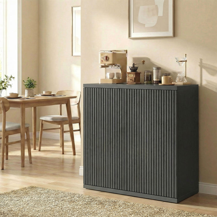 HOMCOM Buffet, meuble de cuisine avec portes a fermeture douce, Noir Gris