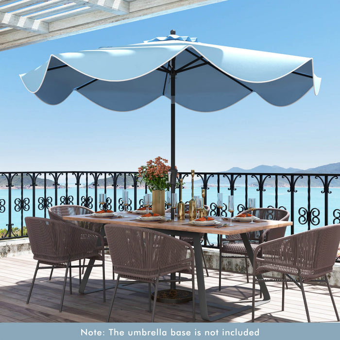 Parasol de patio Costway 9 pieds a deux niveaux de style marche avec manivelle et 8 baleines, marine