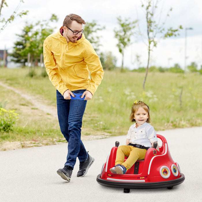Qaba Auto-tamponneuse 12 V Pour Enfants, Voiture Electrique Sous Licence Angry Bird Avec Deux Joysticks, Rotation A 360 Degres, Musique, Lumieres Led, Pour Les 3 A 5 Ans, Rouge
