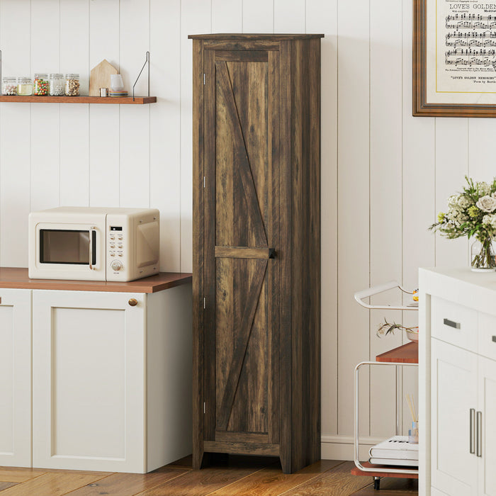 HOMCOM Garde-manger de cuisine 67 po, armoire de rangement, marron