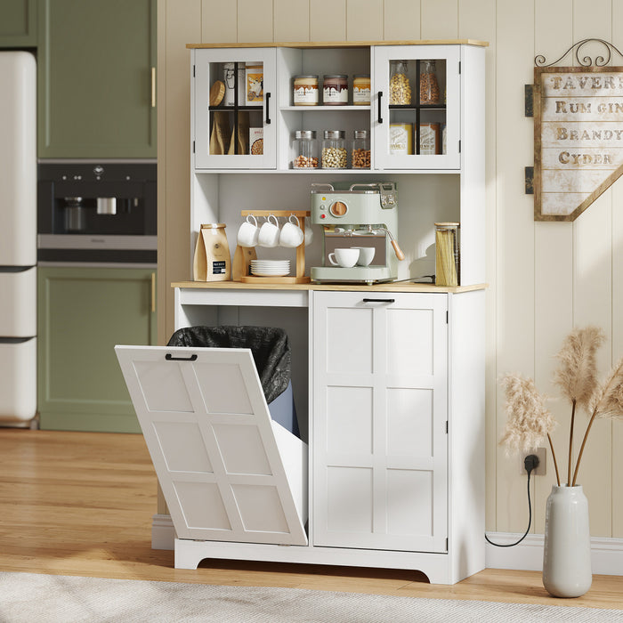 HOMCOM Armoire garde-manger de cuisine, placard pour poubelle, blanc
