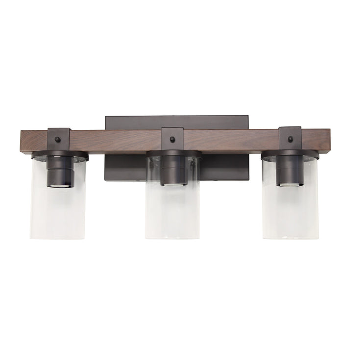Arezzo Luminaire de salle de bain a 3 lumieres, Verre transparent, Brun, 22 po L