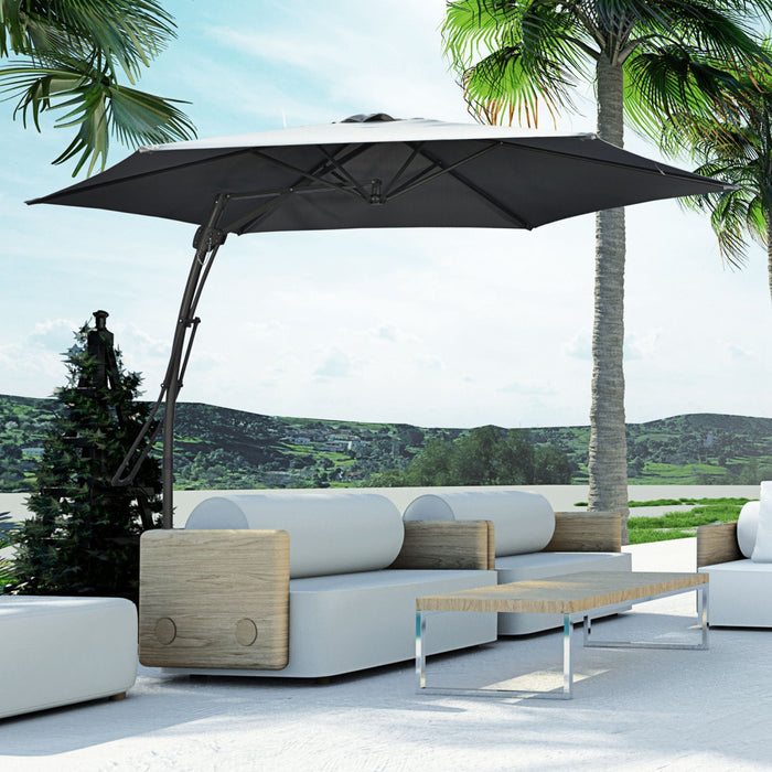 Outsunny Parasol Deporte De 10 Pi En Porte-a-faux Avec Base, Gris