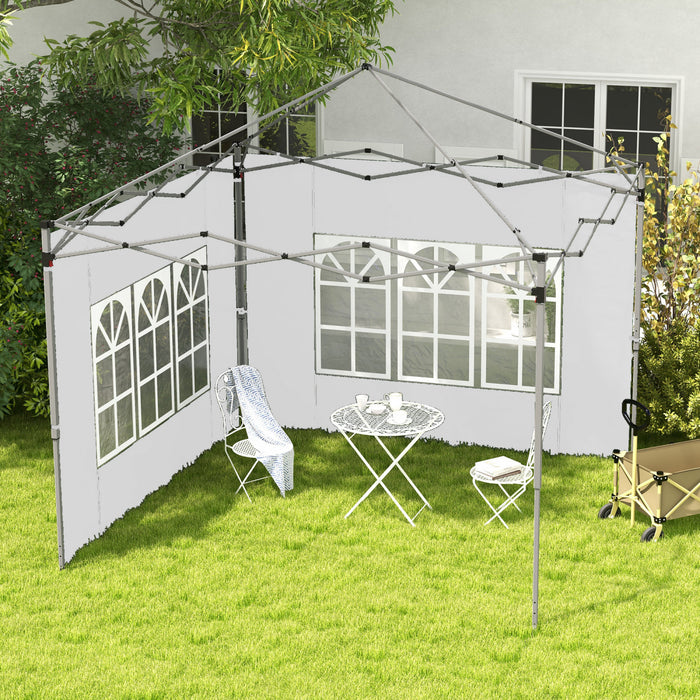 Outsunny 2 Panneaux Lateraux Avec Fenetres Pour Auvent Escamotable De 9,8' X 9,8' Ou 9,8' X 13,1', Paquet De 2 Parois Laterales De Remplacement, Blanc