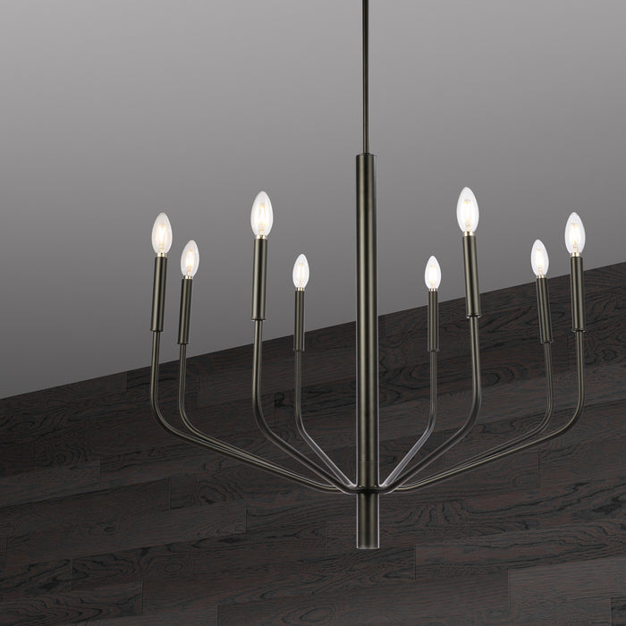 Lustre Eleanor de Dainolite avec fini noir mat et 6 ampoules