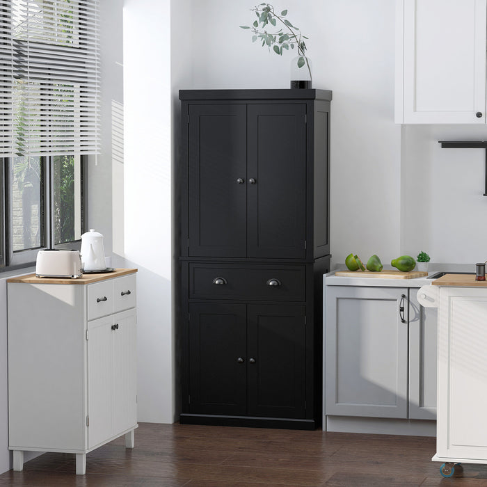 HOMCOM Armoire Garde-Manger Cuisine Etagere Tiroir Noir