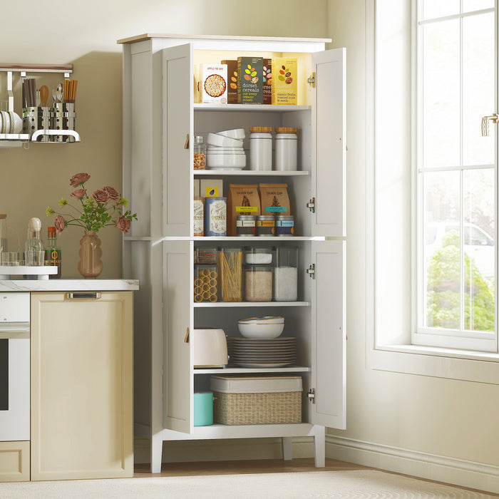 HOMCOM Armoire de rangement de cuisine avec eclairage LED a capteur, Blanc