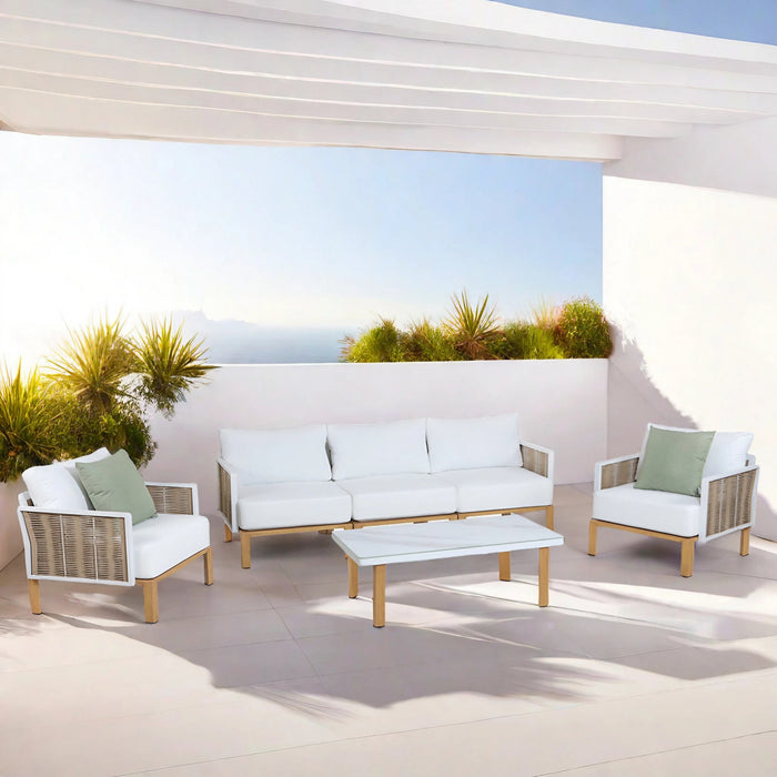 Ensemble de conversation moderne Vine 4 pieces en blanc