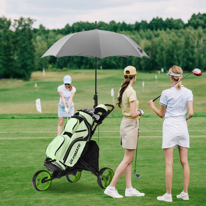 Chariot De Golf Pliable A 3 Roues, 4 Positions De Hauteur Reglables, Chariot De Golf Leger, Chariot De Golf En Aluminium Avec Porte-ombrelle Reglable, Sac Etanche, Glaciere Integree, Frein A Pied, Ouverture Et Fermeture Rapides.