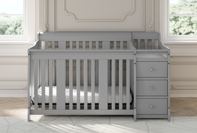 Storkcraft Portofino Lit de bebe convertible 4-en-1 avec table a langer - Gris galet