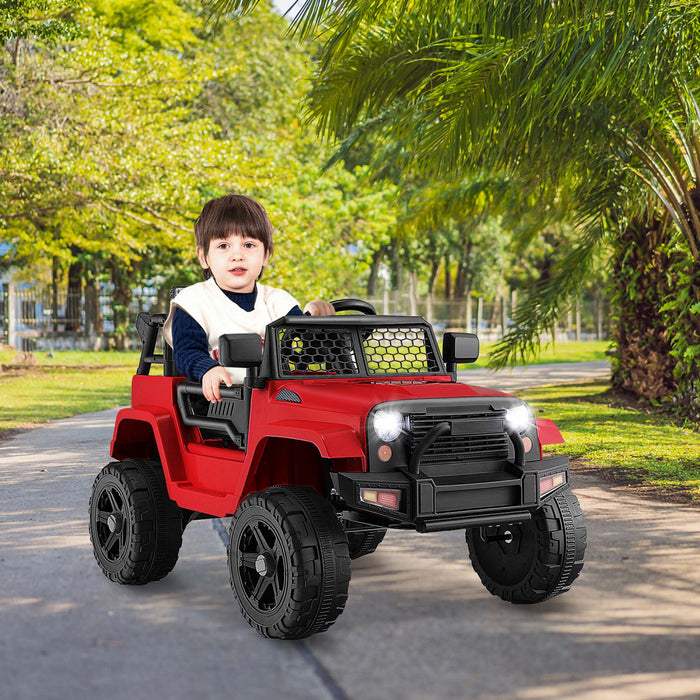 Costway 12v Enfants Roulent Sur La Telecommande De Vehicule Electrique De Voiture De Camion Avec La Musique Et Le Rouge Clair