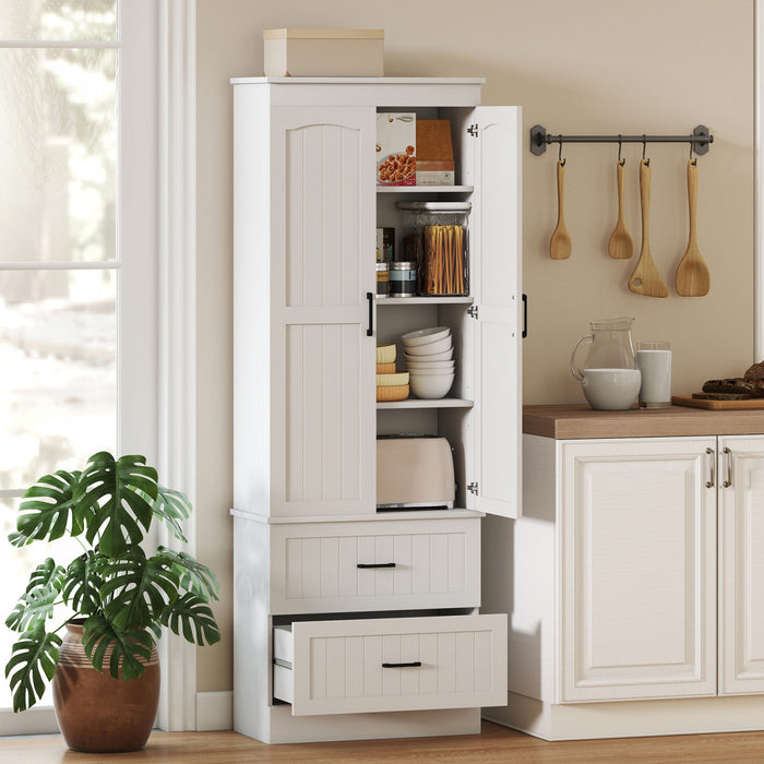 HOMCOM Armoire Haute, 67\" Armoire de Rangement de Cuisine, Blanc