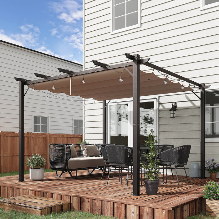 Outsunny 10' X 10' Pergola Gazebo D'exterieur Et Arriere-cour En Aluminium Canopee Cover Pare-soleil Carre Jardin Raisin Treillis Cafe