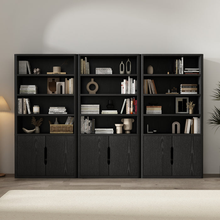 Armoire bibliotheque moderne Rivington 40\" en noir - Ensemble de 3