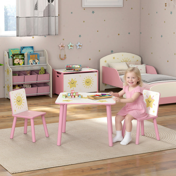 Qaba Ensemble de table et chaise 3 pcs pour enfants de 3 a 8 ans, rose